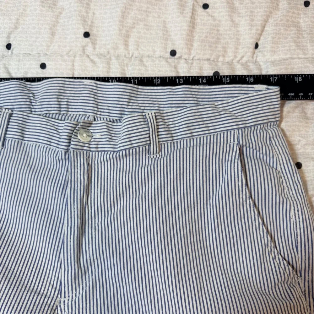 Britches by Samtex Mens 36W Blue White‎ Striped Seersucker Shorts Cotton Stretch
